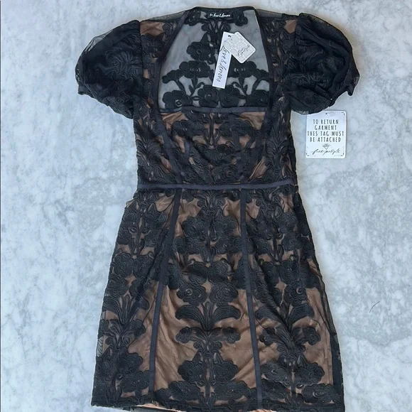 For Love And Lemons | Dresses | For Love Lemons Black Lace Floral  Embroidered Dress Puff Sleeves Nwt Small | Poshmark